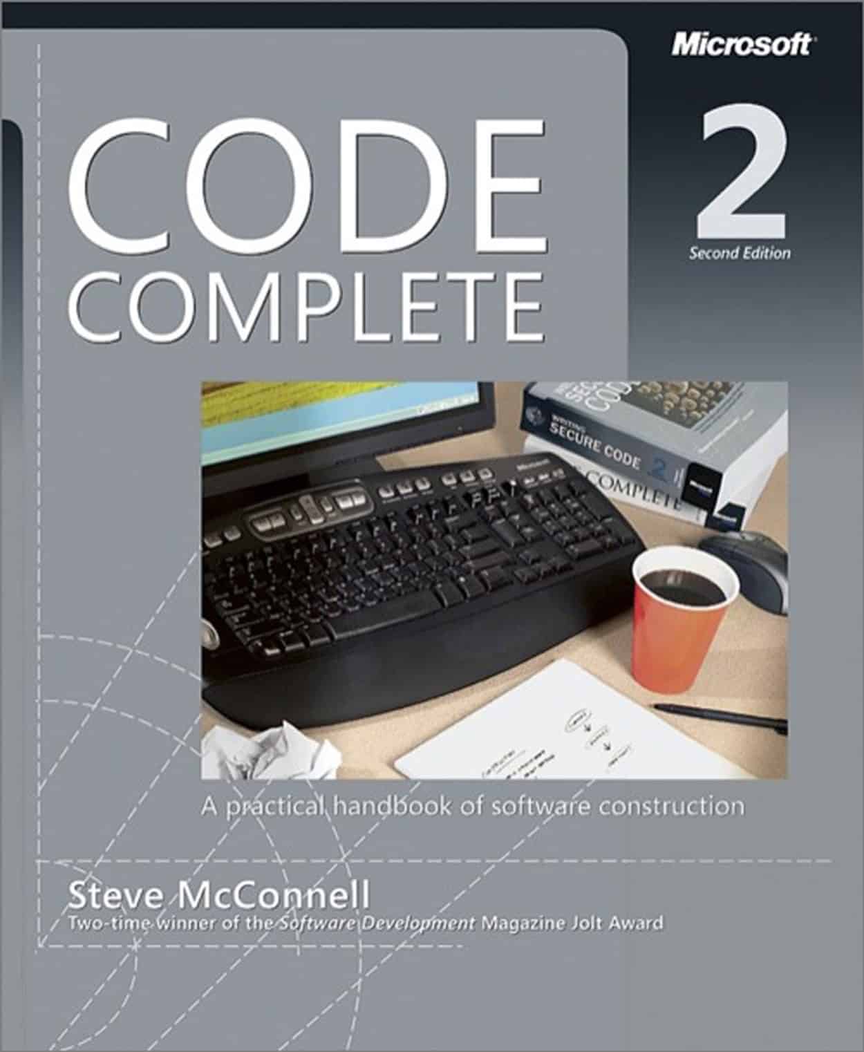 The book cover of "Code Complete: A Practical Handbook of Software Construction"