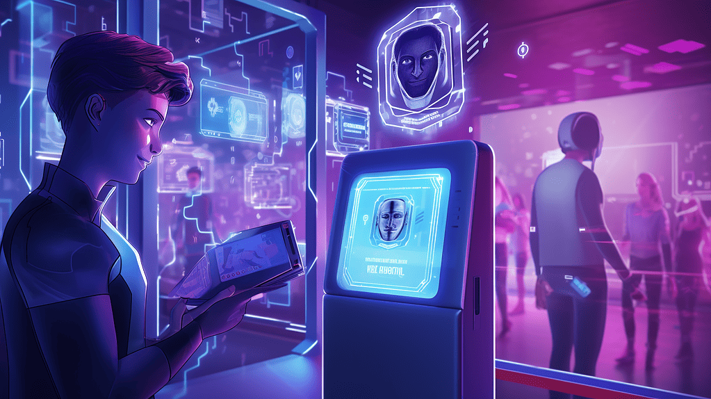 An illustration of a digital bouncer checking the identities of individuals.