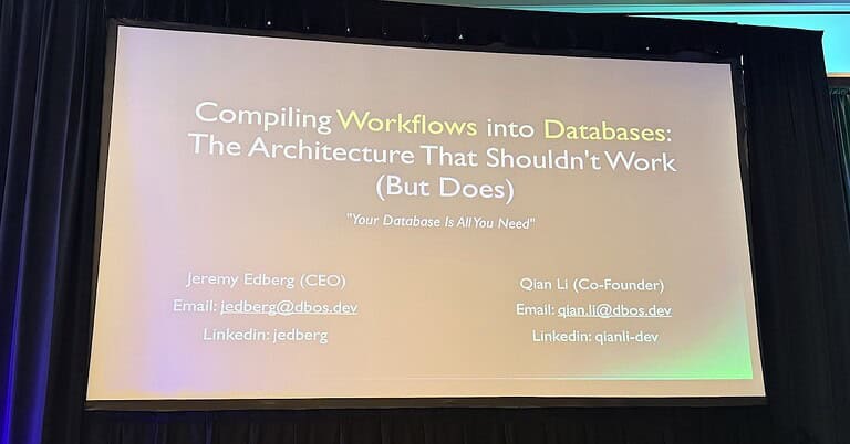 A picture of the title slide in the QCon presentation